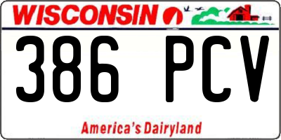 WI license plate 386PCV