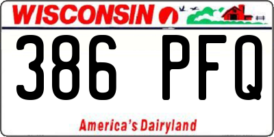 WI license plate 386PFQ