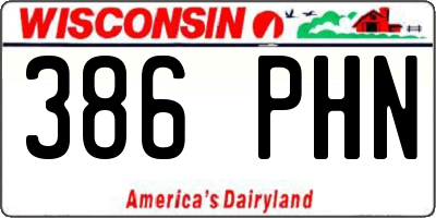 WI license plate 386PHN