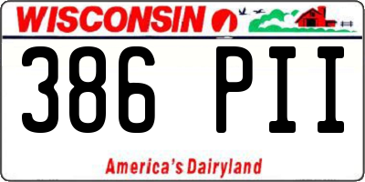 WI license plate 386PII