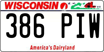 WI license plate 386PIW