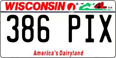 WI license plate 386PIX