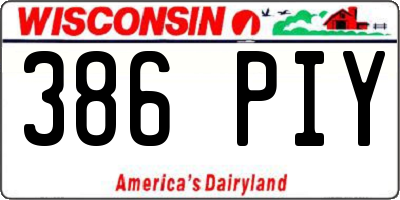 WI license plate 386PIY