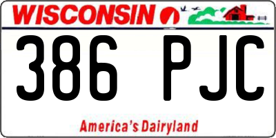 WI license plate 386PJC