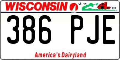 WI license plate 386PJE
