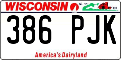 WI license plate 386PJK