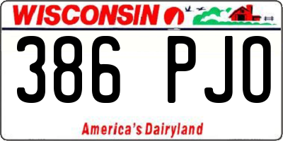 WI license plate 386PJO