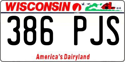WI license plate 386PJS