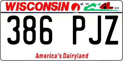 WI license plate 386PJZ