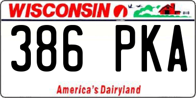 WI license plate 386PKA
