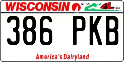 WI license plate 386PKB