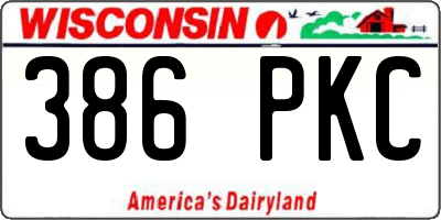 WI license plate 386PKC