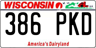 WI license plate 386PKD