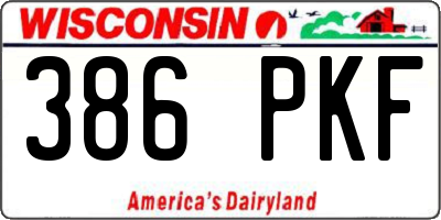 WI license plate 386PKF