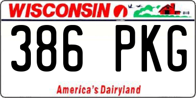 WI license plate 386PKG