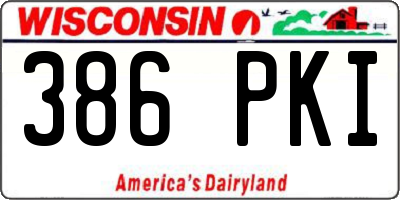 WI license plate 386PKI