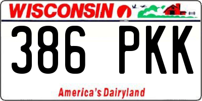 WI license plate 386PKK