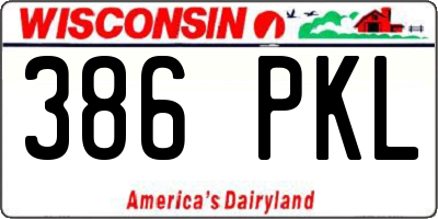 WI license plate 386PKL