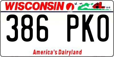 WI license plate 386PKO