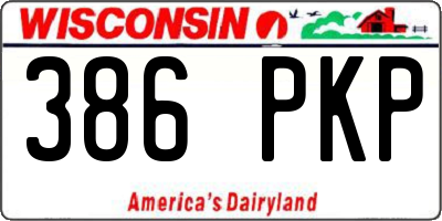 WI license plate 386PKP
