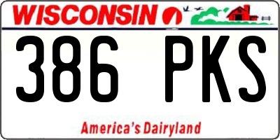 WI license plate 386PKS