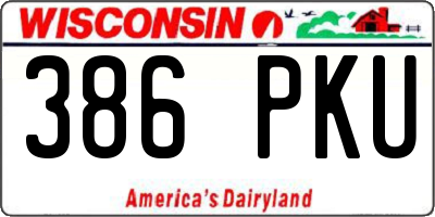 WI license plate 386PKU