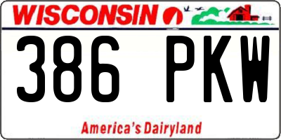 WI license plate 386PKW