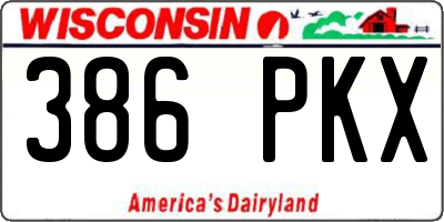 WI license plate 386PKX