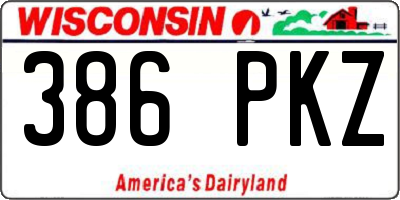 WI license plate 386PKZ