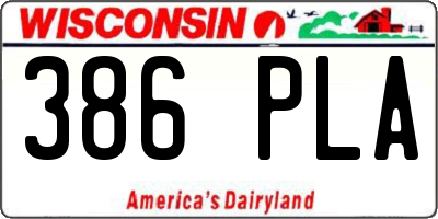 WI license plate 386PLA