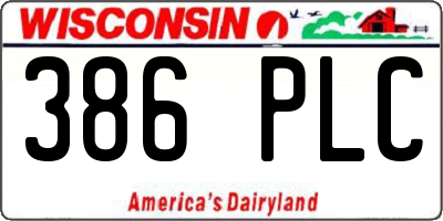 WI license plate 386PLC