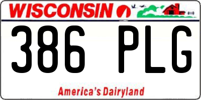 WI license plate 386PLG