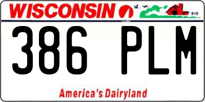 WI license plate 386PLM