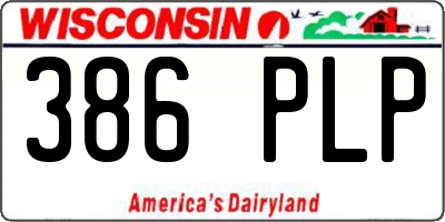 WI license plate 386PLP