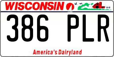 WI license plate 386PLR