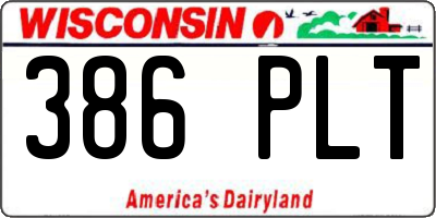 WI license plate 386PLT