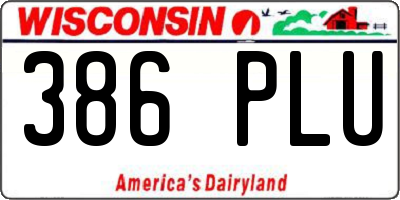 WI license plate 386PLU