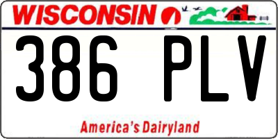 WI license plate 386PLV