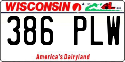 WI license plate 386PLW