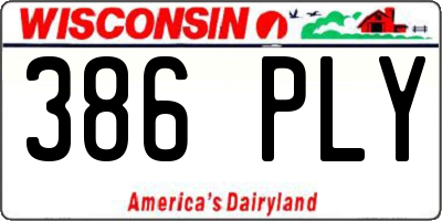 WI license plate 386PLY
