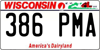 WI license plate 386PMA