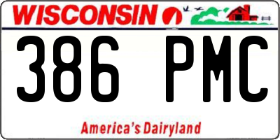 WI license plate 386PMC