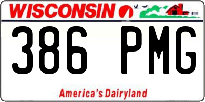 WI license plate 386PMG