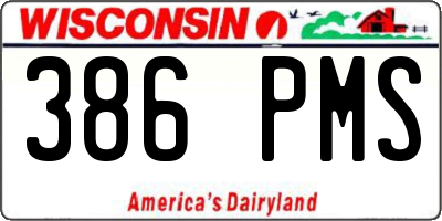 WI license plate 386PMS