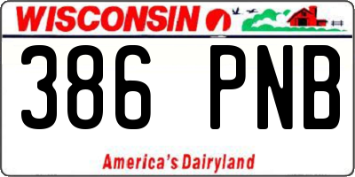 WI license plate 386PNB