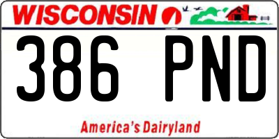WI license plate 386PND