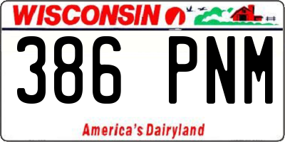 WI license plate 386PNM