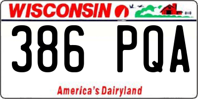 WI license plate 386PQA