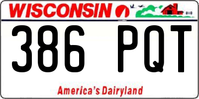 WI license plate 386PQT