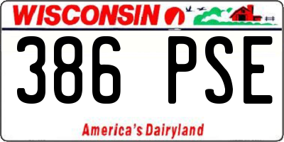 WI license plate 386PSE